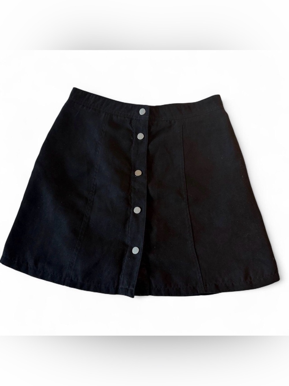 H&M Divided Black Faux Suede Button Front Mini Skirt size 6